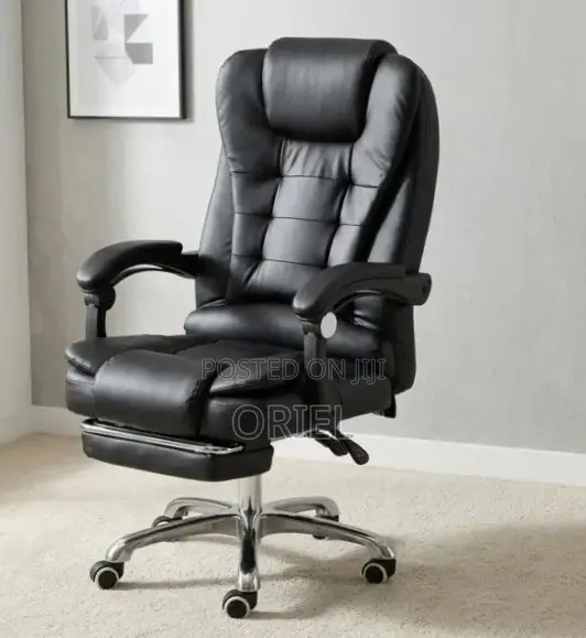 Office Chair : Office Leather Chair With Padded Footrest
