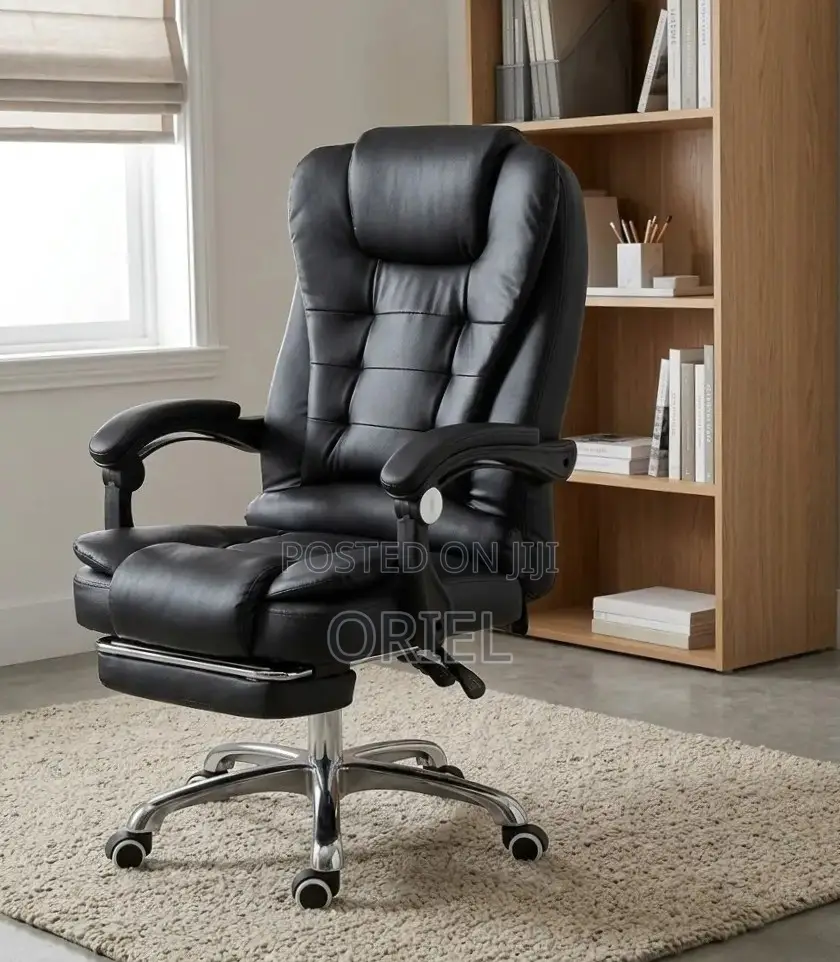 Office Chair : Office Leather Chair With Padded Footrest