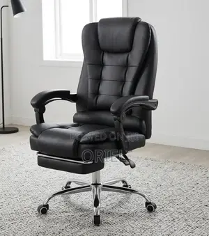 Office Chair : Office Leather Chair With Padded Footrest
