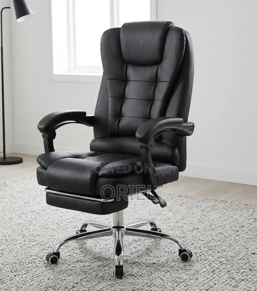 Office Chair : Office Leather Chair With Padded Footrest