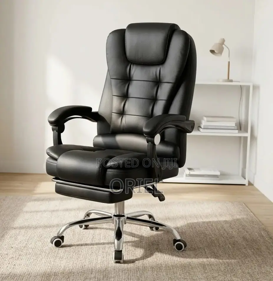 Office Chair : Office Leather Chair With Padded Footrest