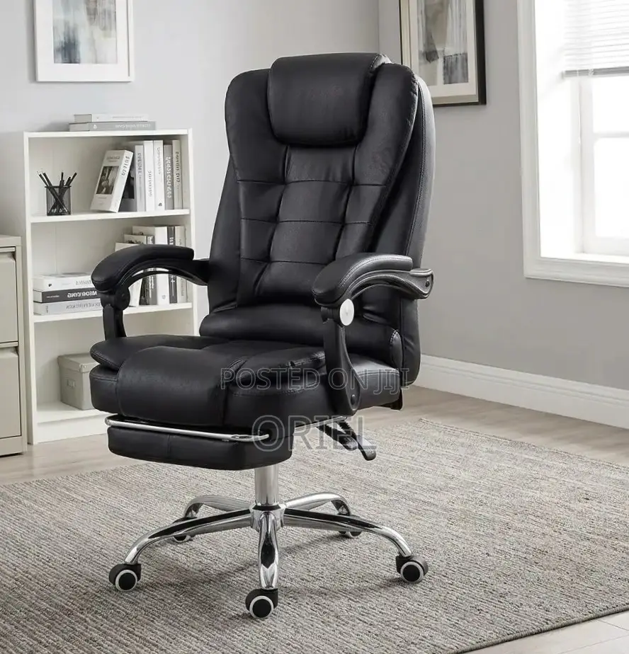 Office Chair : Office Leather Chair With Padded Footrest