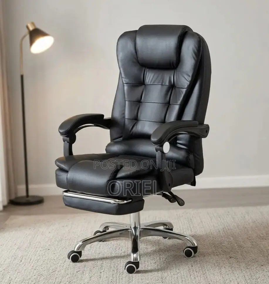 Office Chair : Office Leather Chair With Padded Footrest