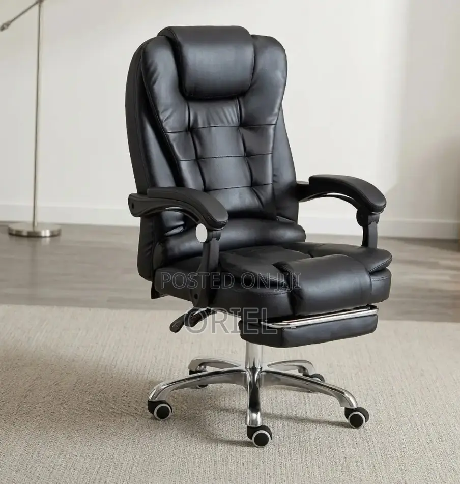 Office Chair : Office Leather Chair With Padded Footrest