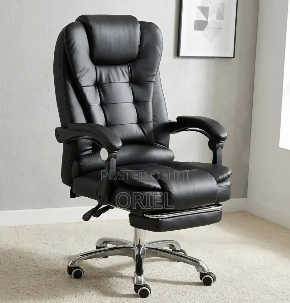 Office Chair : Office Leather Chair With Padded Footrest