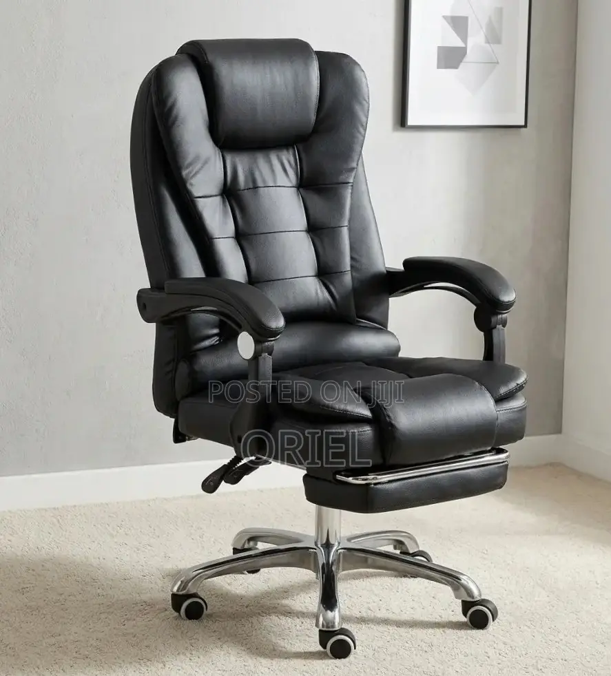 Office Chair : Office Leather Chair With Padded Footrest