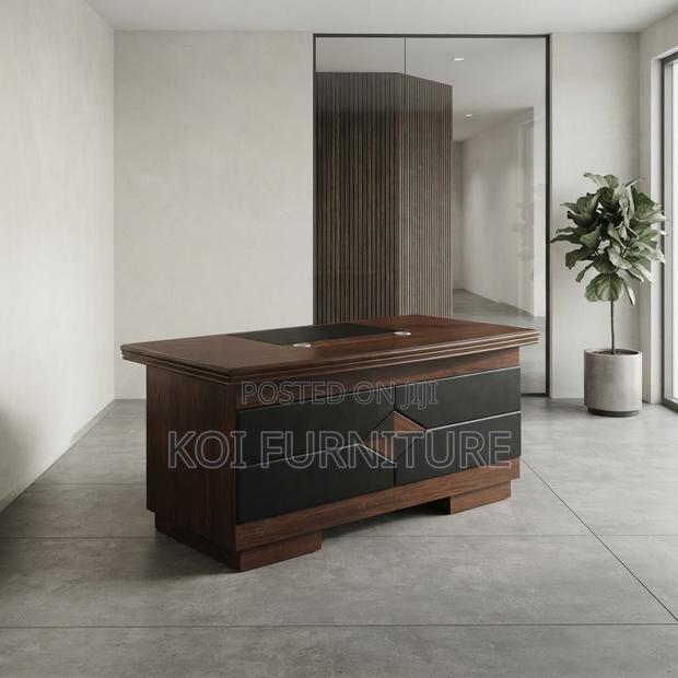 Office Desk; 1.4 Meter Executive Modern Mahogany Home Office Desk