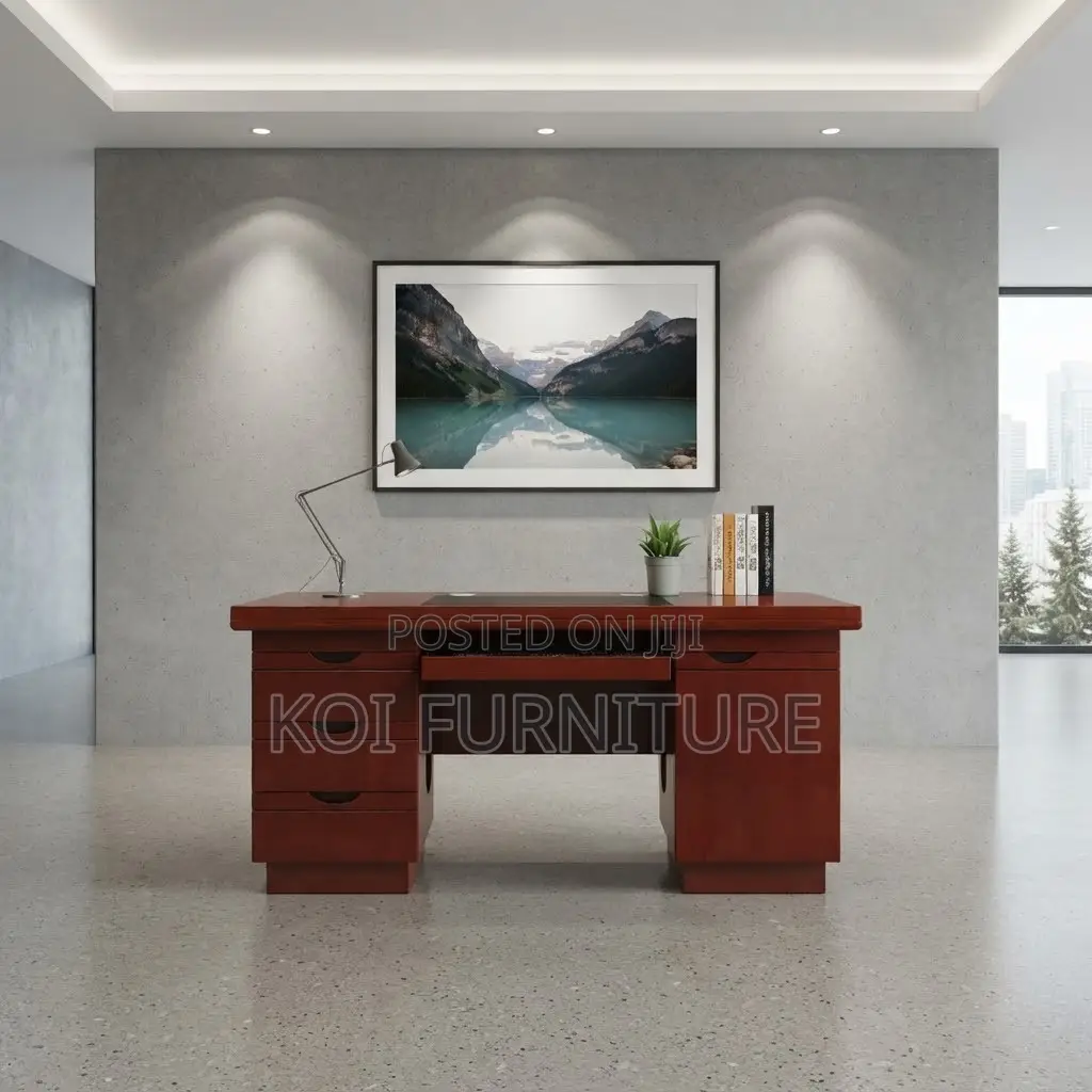 Office Desk; 1.4 Meter Executive Modern Mahogany Home Office Desk