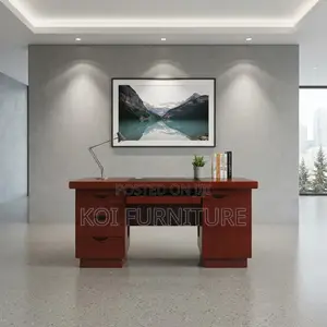 Office Desk; 1.4 Meter Executive Modern Mahogany Home Office Desk