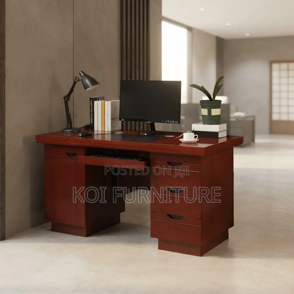 Office Desk; 1.4 Meter Executive Modern Mahogany Home Office Desk