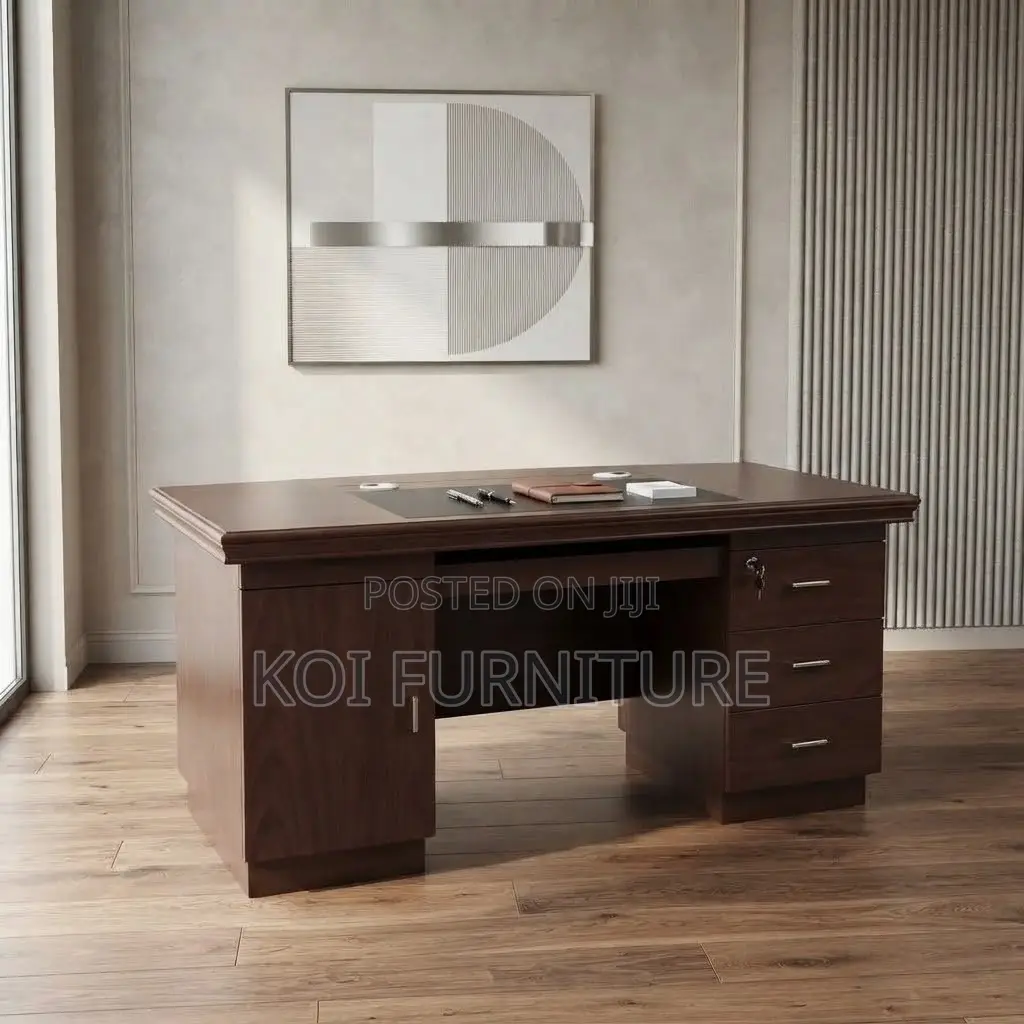 Office Desk; 1.4 Meter Executive Modern Mahogany Home Office Desk