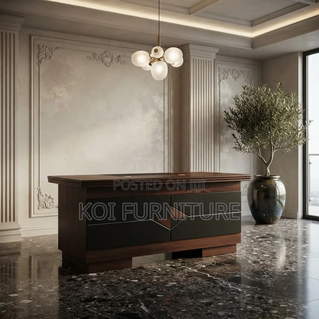 Office Desk; 1.4 Meter Executive Modern Mahogany Home Office Desk
