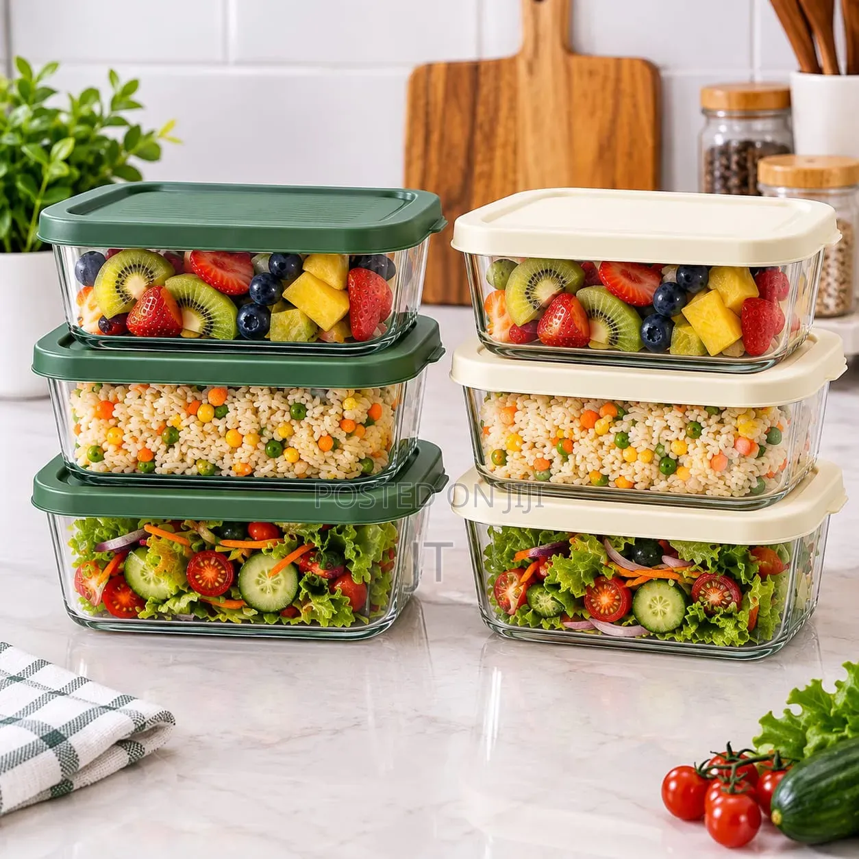 3 PCS Glass Food Storage Container (750ml)