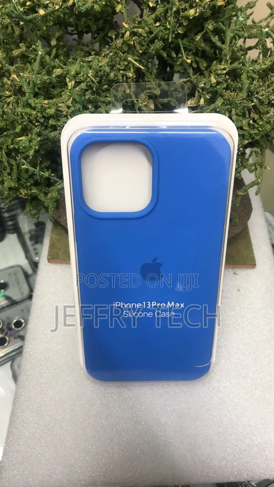 Blue Silicone Back Case for a Smartphone Like the iPhone 12 Pro.
