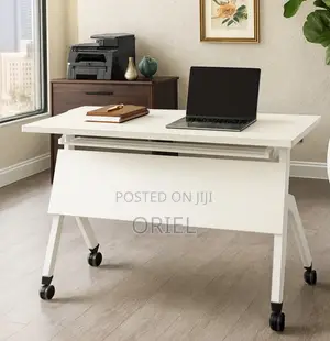 Office Table : 1.2M White Foldable Conference Table