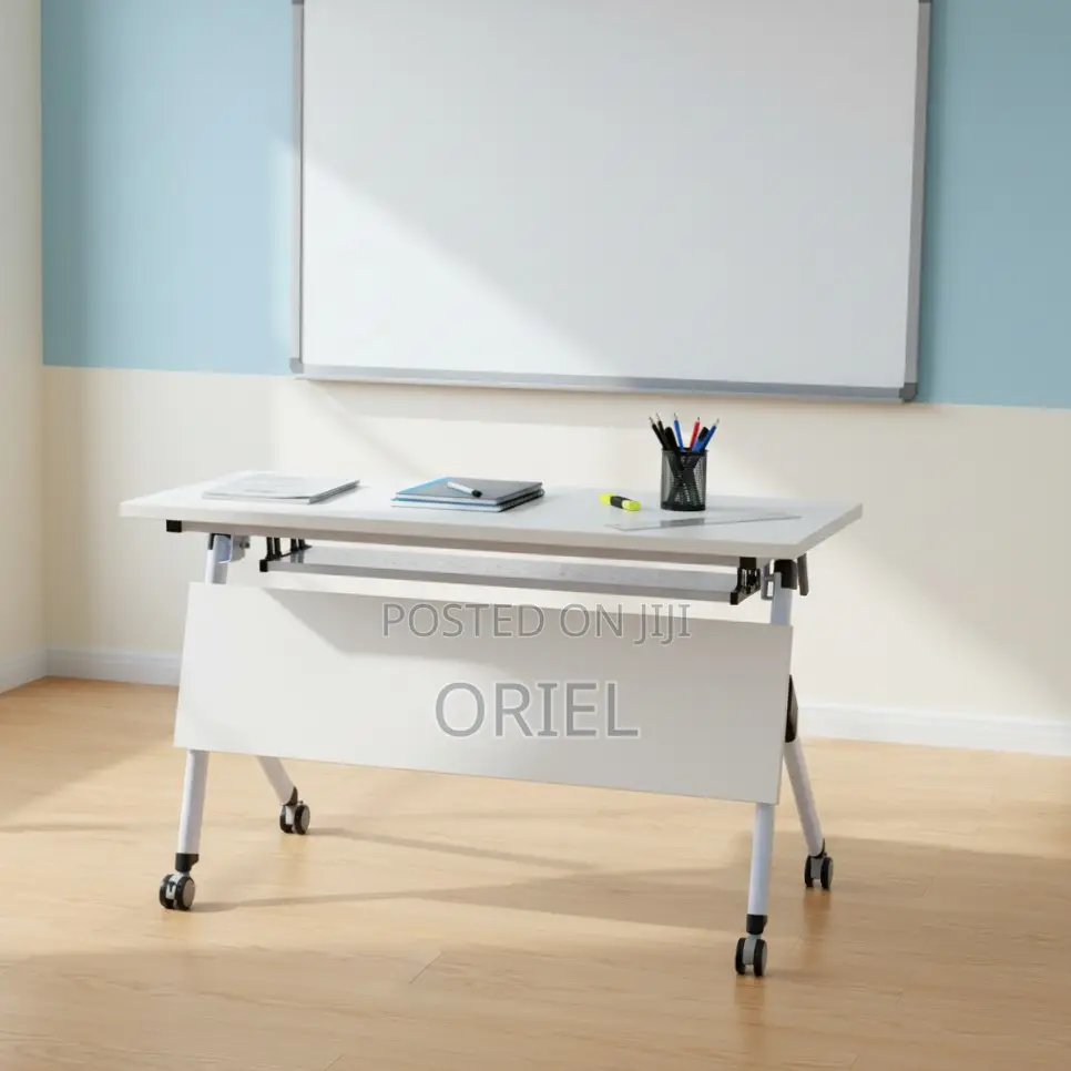 Office Table : 1.2M White Foldable Conference Table