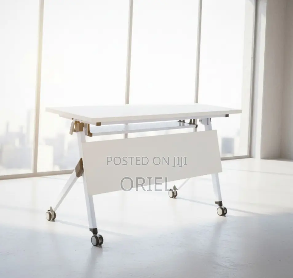 Office Table : 1.2M White Foldable Conference Table