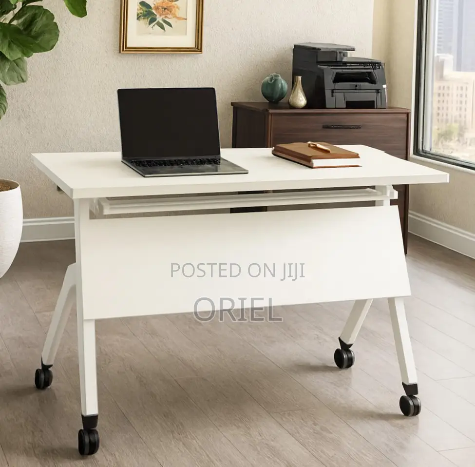 Office Table : 1.2M White Foldable Conference Table