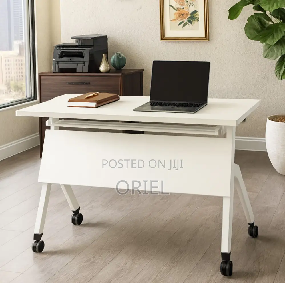 Office Table : 1.2M White Foldable Conference Table