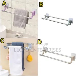*34cm Self Adhesive Double Pole Towel Holder
