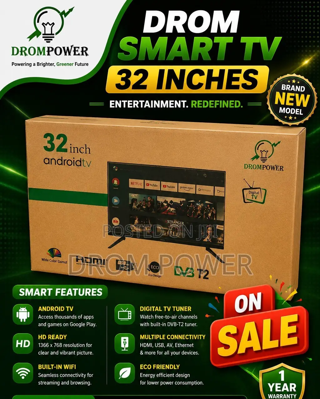 32 Inches Drom Smart Android TV