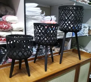 3pcs Boho Rattan Handwooven Plant Stands