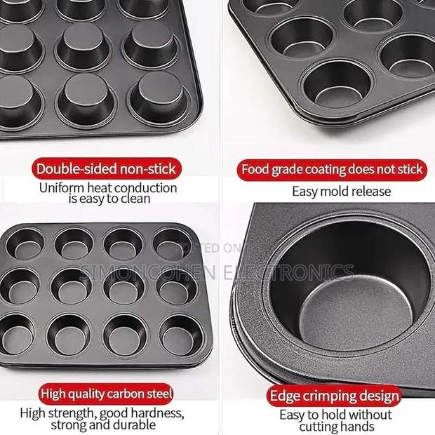 Nonstick 12 Hole Cupcakes Baking Tin Cup Cake Mould - thumbnail 3