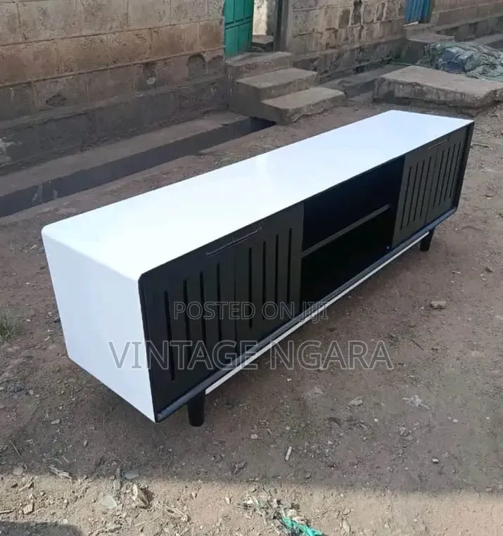 Mordern 6feet Black and White TV Stand Unit