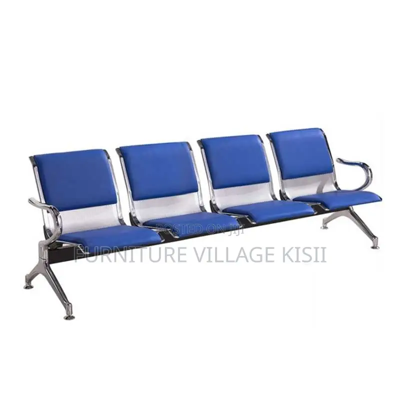 4-Link Blue Padded Office Bench