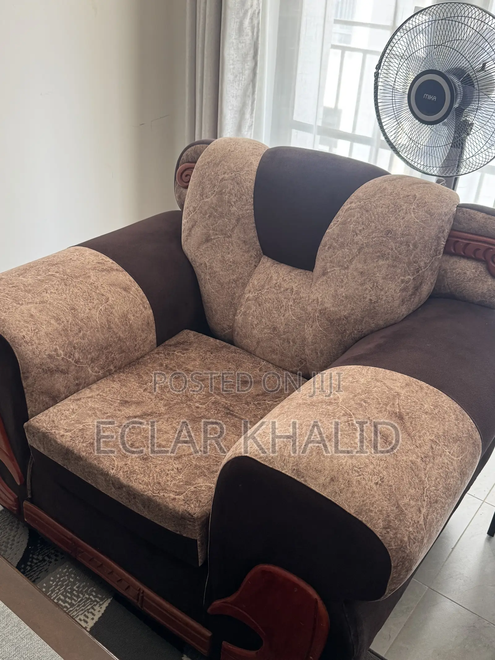 Clean 5-Seater Sofa Set + Solid Wood Coffee Table