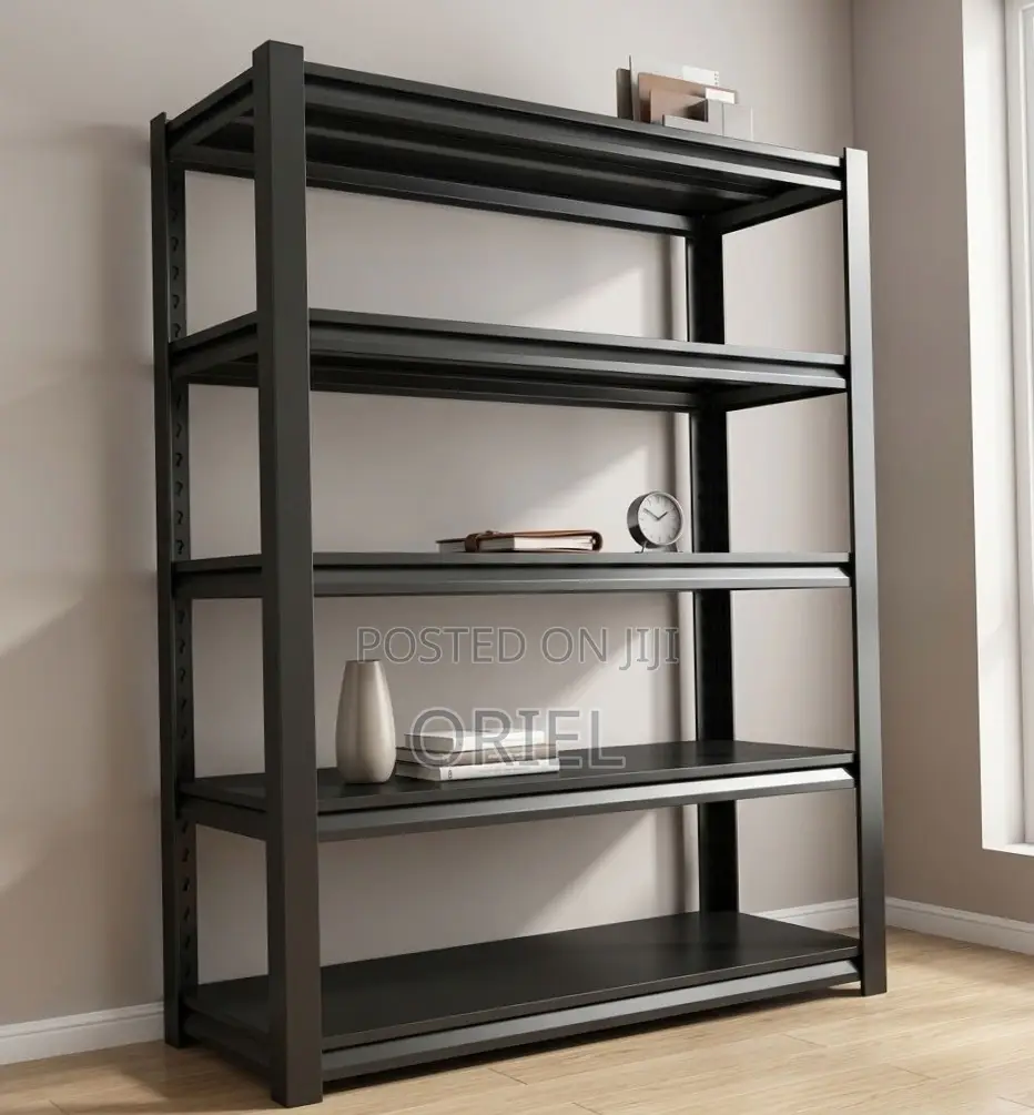 Office Storage Rack ; Black Metallic 5-Tier Storage Rack
