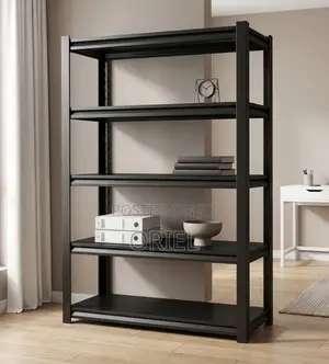 Office Storage Rack ; Black Metallic 5-Tier Storage Rack