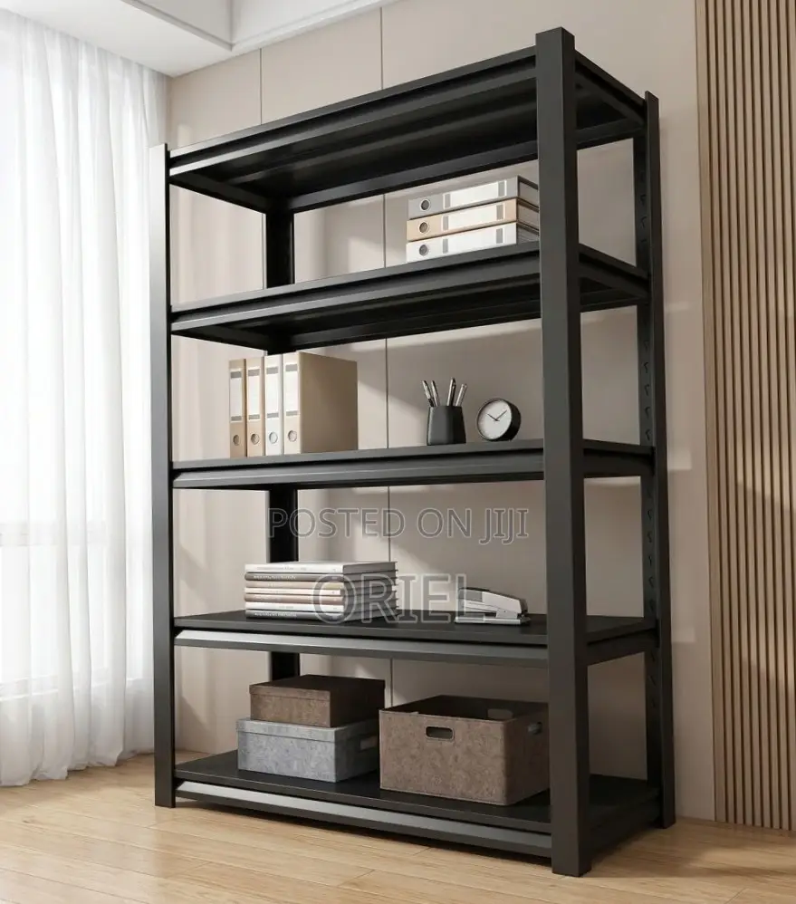 Office Storage Rack ; Black Metallic 5-Tier Storage Rack