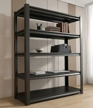 Office Storage Rack ; Black Metallic 5-Tier Storage Rack