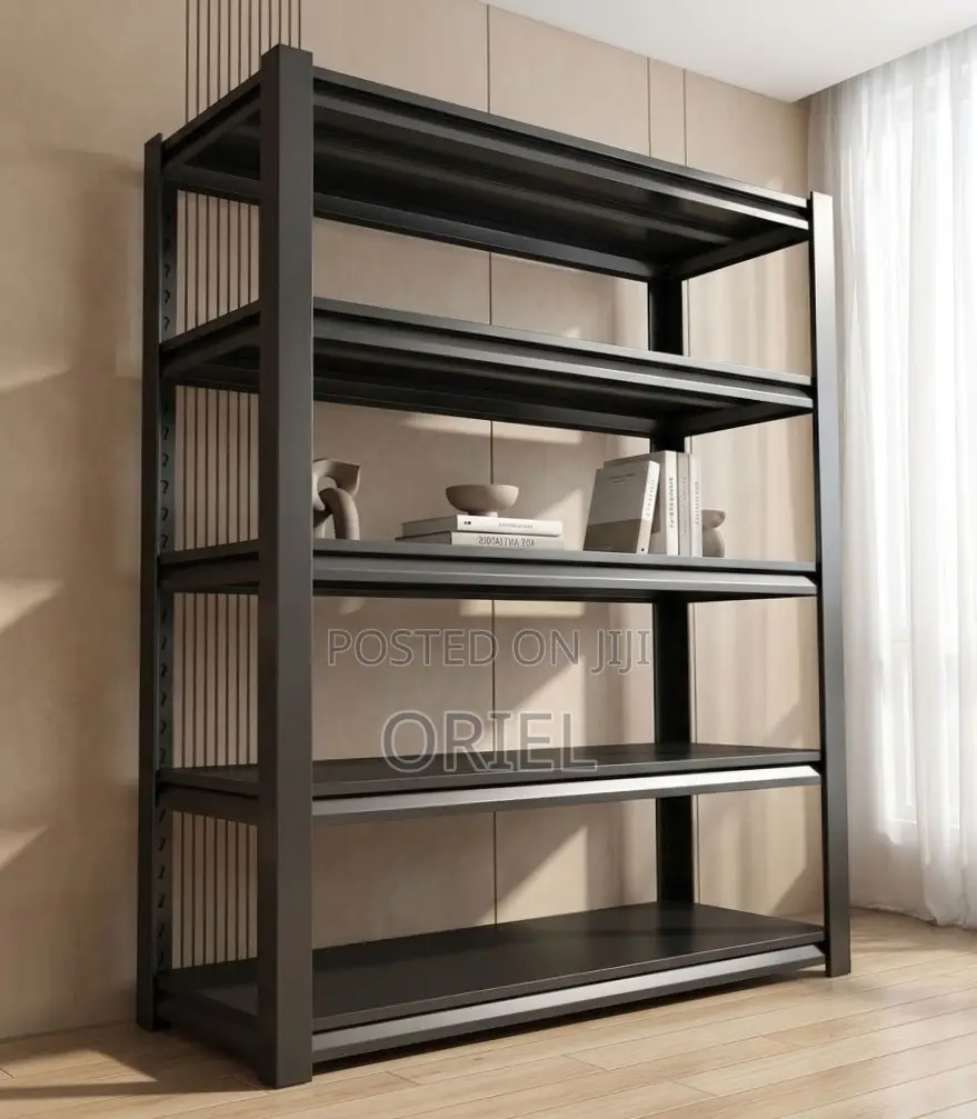 Office Storage Rack ; Black Metallic 5-Tier Storage Rack