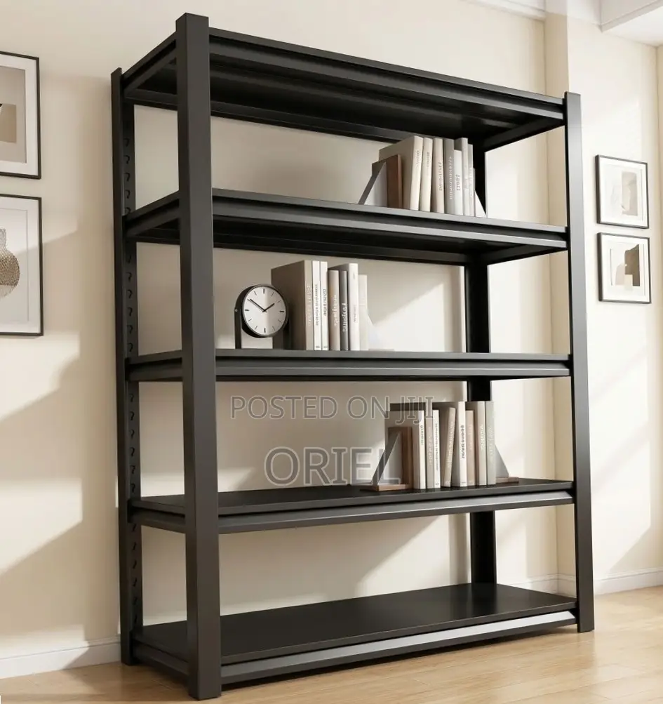 Office Storage Rack ; Black Metallic 5-Tier Storage Rack
