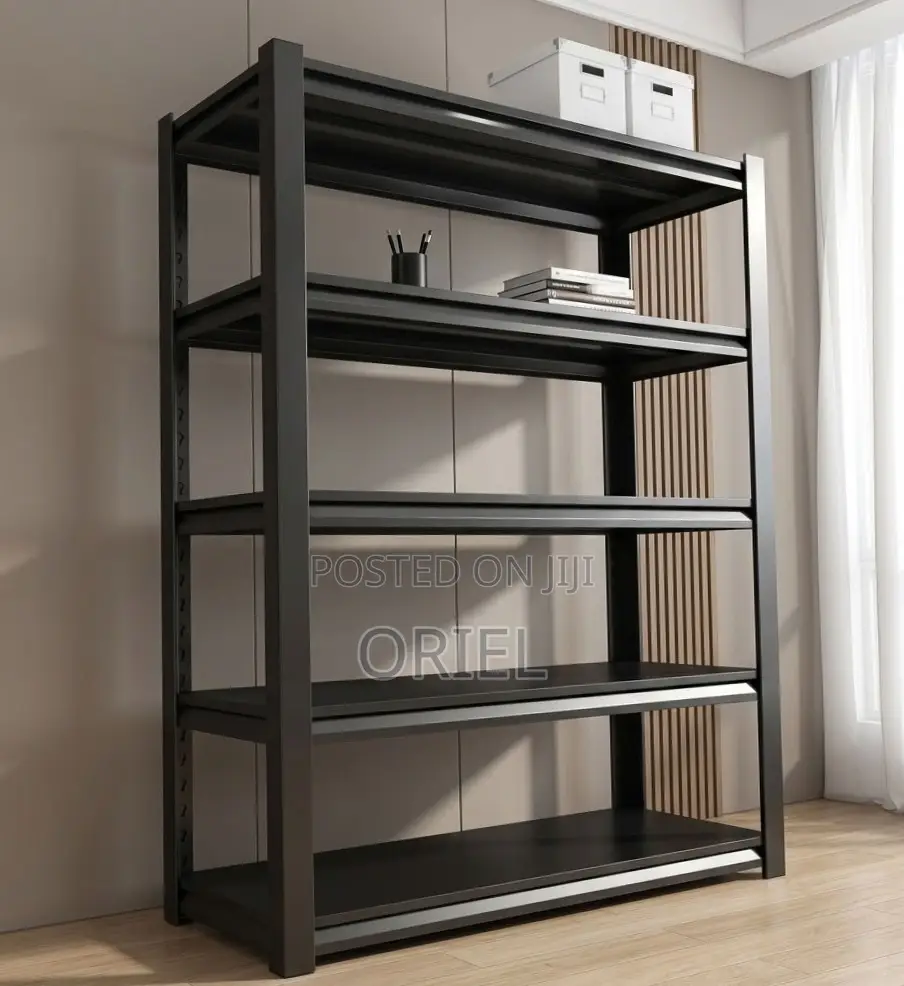Office Storage Rack ; Black Metallic 5-Tier Storage Rack