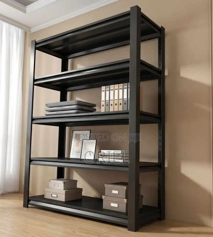 Office Storage Rack ; Black Metallic 5-Tier Storage Rack