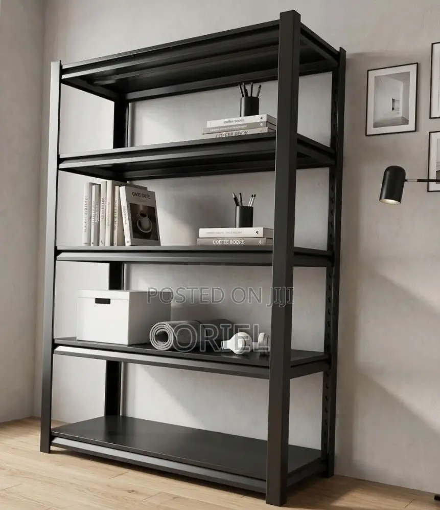 Office Storage Rack ; Black Metallic 5-Tier Storage Rack