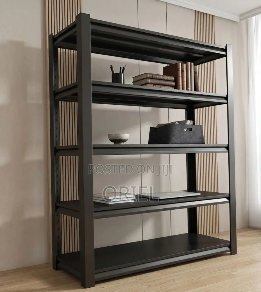 Office Storage Rack ; Black Metallic 5-Tier Storage Rack