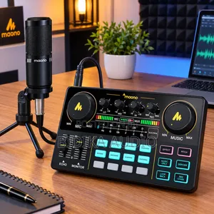 Maono AU-AM200 Audio Interface With DJ Mixer and Sound Card Plus Mic