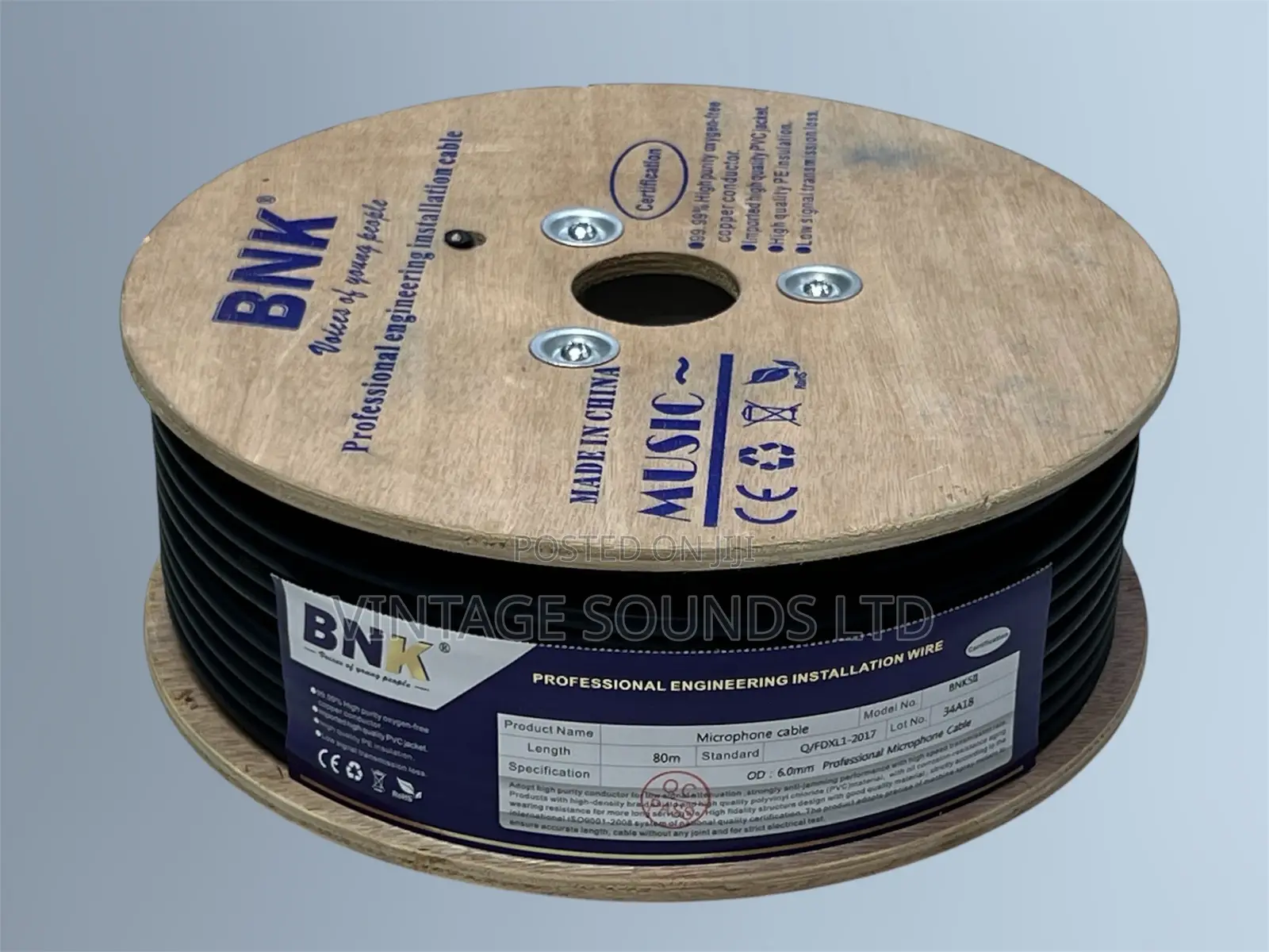 BNK 80-Meter Professional Microphone Cable Roll (Bulk Signal Wire