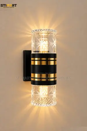 Black and Gold Crystal Double Wall Light