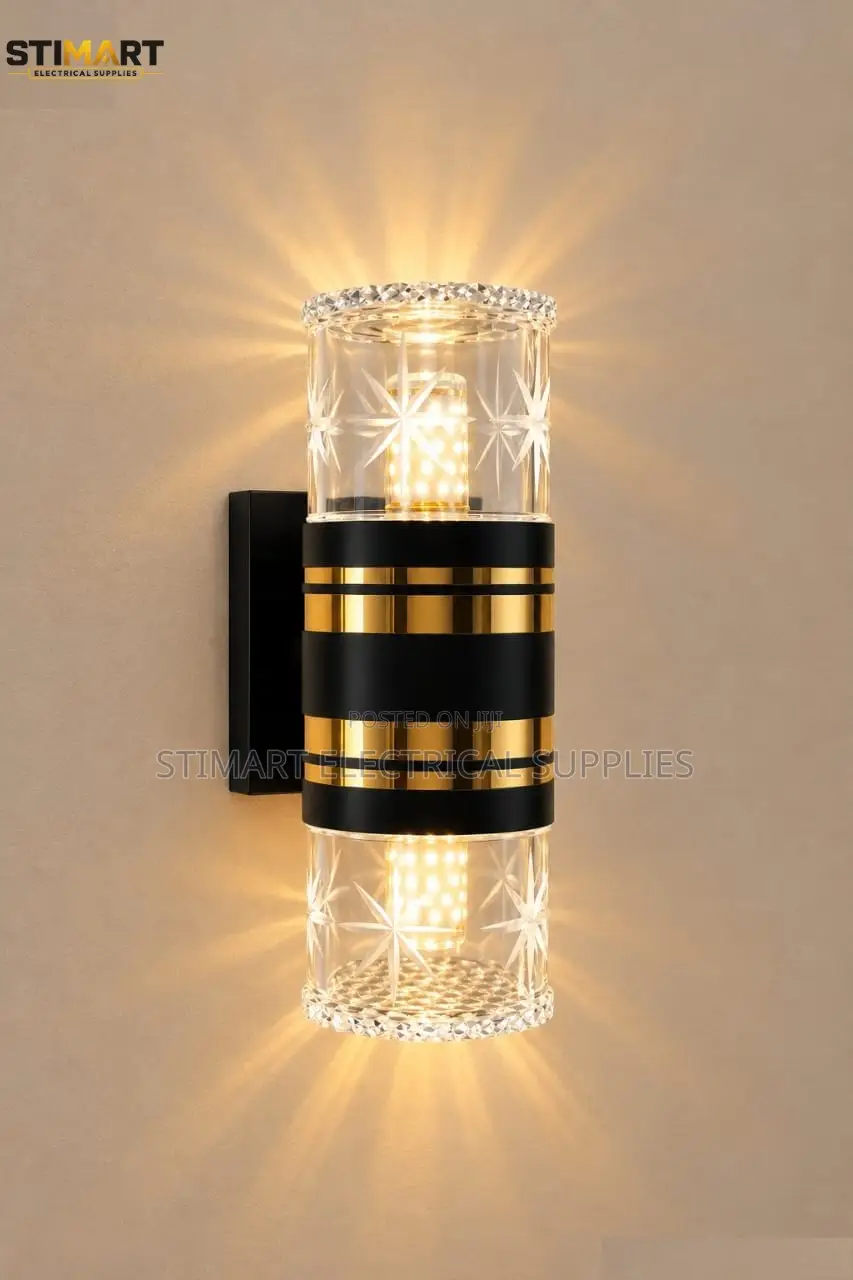 Black and Gold Crystal Double Wall Light