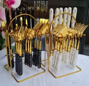 Heavy Marble Gold Cutlery Sets 24 PCS Perfect Excellent Quality