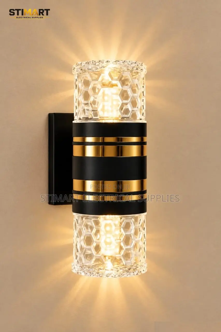 Black and Gold Honeycomb Crystal Wall Light