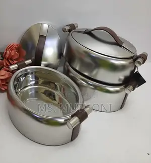 3 PCS Silver Forever Gold Food Warmers Ft Brown Faux-Leather Handles