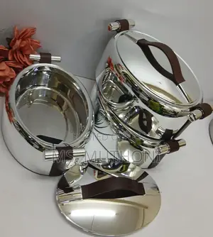 3 PCS Silver Forever Gold Food Warmers Ft Brown Faux-Leather Handles