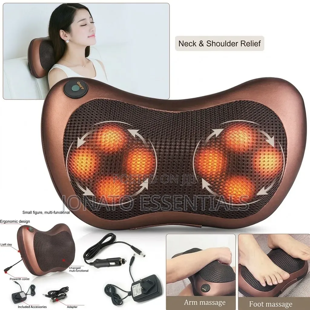 Electric Car and Home Massage Pillow Neck Back Kneading Massager