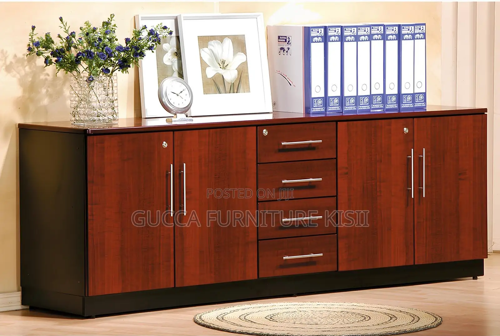 6-Door Credenza Cabinet With Drawers